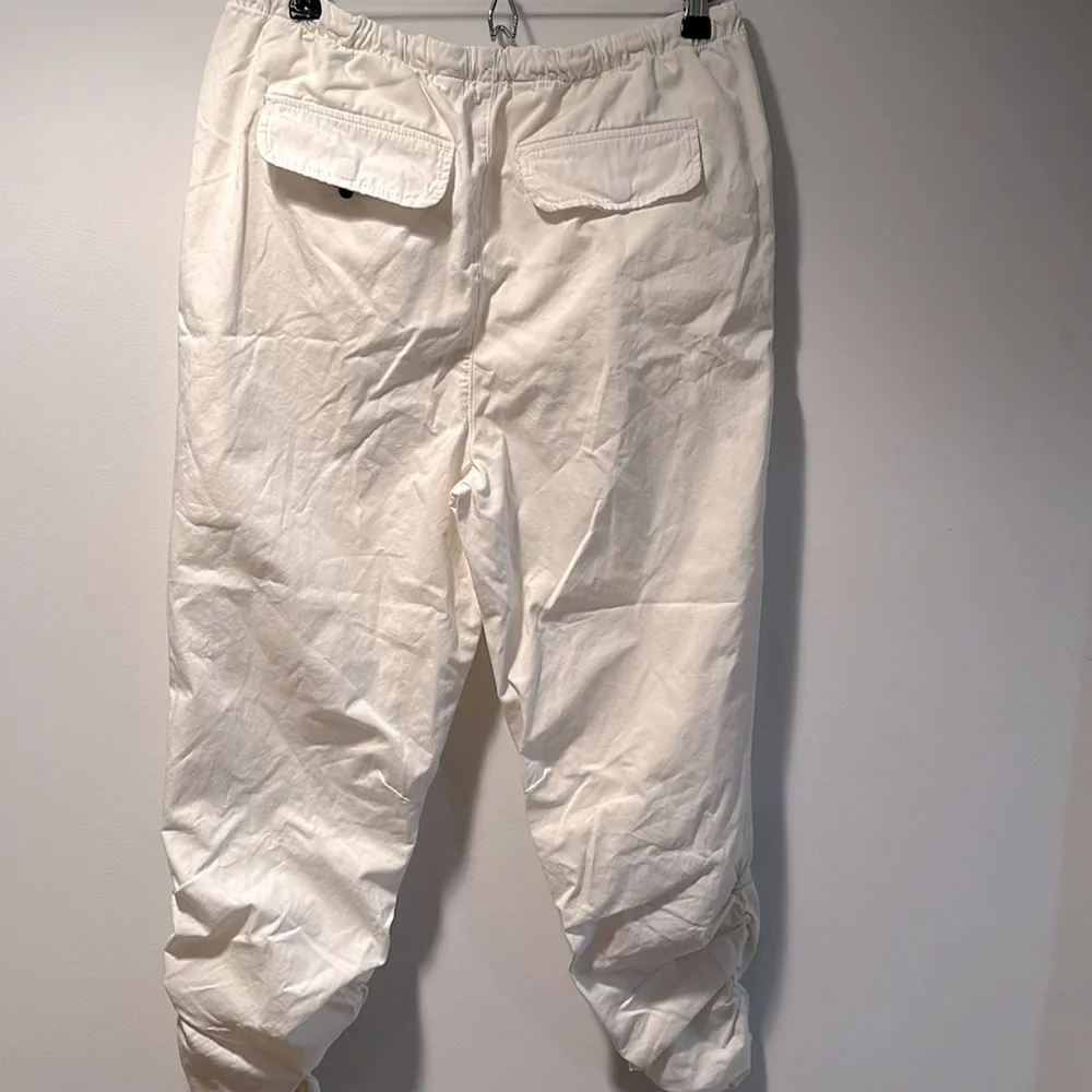 Free People White Cotton‎ Pants Rouched Ankle Crop Baggy Oversized XS
